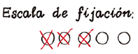 Escala de fijación tres de cinco